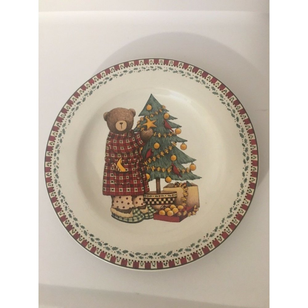 Christmas Bears Sakura‎ Debbie Mumm Salad Plate-Christmas Tree